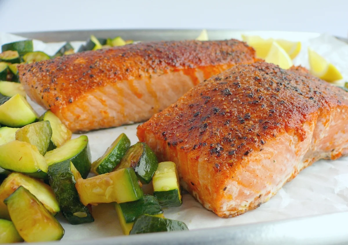 Air fryer salmon with skin